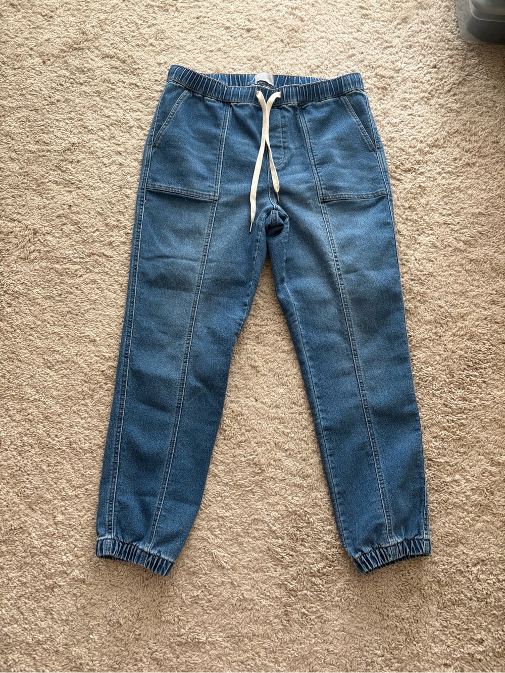 Berkley Jensen Women's Sz M pull on Drawstring Jogger Jeans patch pockets - Picture 2 of 9